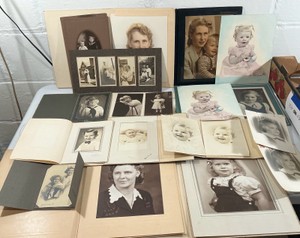 Lot Vintage portrait Baby Girls Childrens old photos pictures in frames group Sailor
