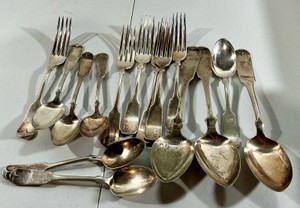 Antique Teaspoon, Serving Spoons, Forks silverware Silver plate Oneida Community