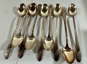 Vintage group 9 Ice Tea Spoons silverware silver plate Oneida