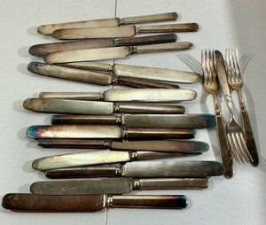 Group Vintage Rogers Bros Warran knives Silver Plate Keen Kutter Forks Silverware