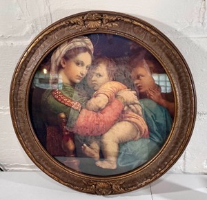 Madonna Della Seggiola framed mother and child picture by Italian artist Raphael gesso frame