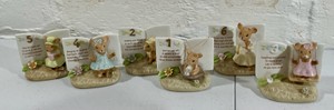 Set of 6 Birthday Ceramic Bisque 1983 Enesco mouse figurines years 1 thru 6