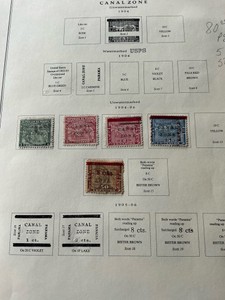 Stamps 1909 Canal Zone Scott 9, 10, 11, 12, 14 used hinged Postage lot 1 , 2, 5 50 Centavos