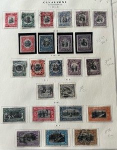 Stamps 1906-1917 Canal Zone UnWatermarked Scott 21, thru 51 full sheet mint and used postage