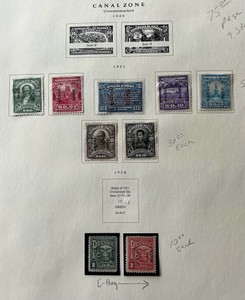 Stamps 1920 - 1924 Canal Zone UnWatermarked Scott 60 - 66, 68, 69 postage mint and used lot