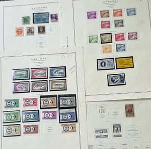 Stamps Canal Zone Official 4 pages 1941, 1951 and 1964 Air post, postage due lot