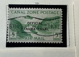 Stamp 1941 Canal Zone Air Post Official Panama Canal overstamp Scott C01