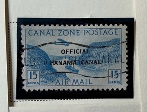 Stamp 1941 Canal Zone Air Post Official Panama Canal overstamp Scott C03