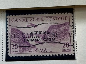 Stamp 1941 Canal Zone Air Post Official Panama Canal overstamp Scott C04