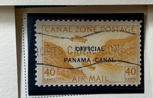 Stamp 1941 Canal Zone Air Post Official Panama Canal overstamp Scott C06