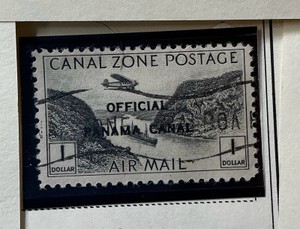 Stamp 1941 Canal Zone Air Post Official Panama Canal overstamp Scott C07