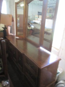 Dresser with folding mirror, 68 wide