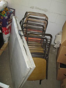 Vintage metal folding table with 10 Folding chairs