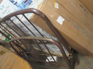 Vintage metal head and footboard with rails and base, 54 wide