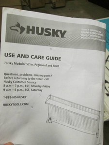 Husky 52 inch black metal pegboard and shelf