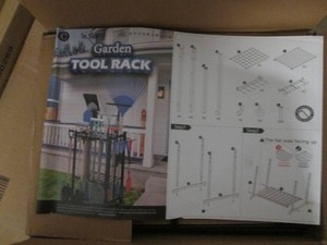 Metal garden tool rack with hooks