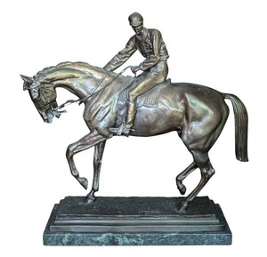 LR - After Isidore Jules Bonheur (1827-1901) Le Grand Jockey Patinated Bronze Equestrian Sculpture, Edition 26100