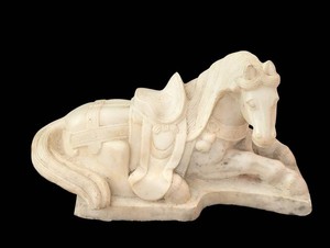 Carved Stone Horse Sculpture - Equestrian Figure