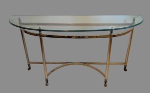 BR - Vintage Console Table - Brass & Glass