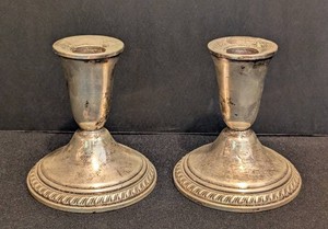 SR - Vintage Sterling Silver Candleholders - Wallace Weighted Pair