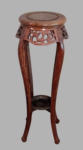 SR - Carved Wood Plant Stand - Ornate Pedestal Table