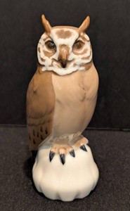 DR - Bing & Grndahl Denmark Porcelain Horned Owl Figurine #1800