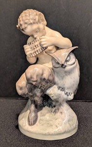 Porcelain Figurine - Royal Copenhagen Cherub With Owl 2103