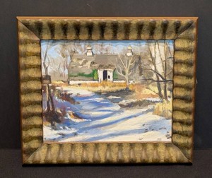 SR - Oil on Canvas Painting - Unsigned Framed Winter Landscape