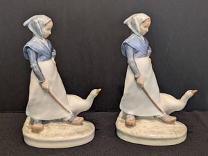 SR - Porcelain Figurines - Royal Copenhagen Girl With Goose Pair