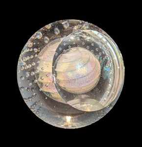 SR - Studio Glass Paperweight - Glass Eye Studio Celestial Series Ice Dwarf Iridescent Swirl