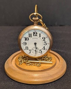 SR - Vintage Pocket Watch - Vintage Illinois Watch Co. 21 Jewel 2in With Chain