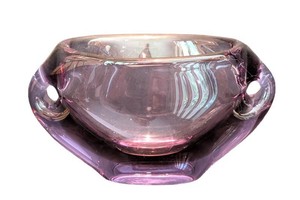 SR - Crystal Bowl - Calvin Klein Purple Handled Bowl 9.5 X 5.5 in