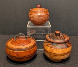 SR - Turned Wood Boxes - Decorative Lidded Boxes (Lot of 3)