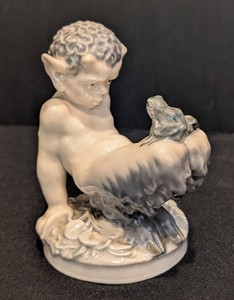 SR - Vintage Royal Copenhagen Faun with Frog Porcelain Figurine (Model No. 1713, Chr. Thomsen)