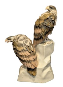 SR - Antique Galluba & Hofmann German Porcelain Double Eagle Figurine Group