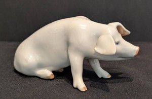 SR - Royal Copenhagen Glazed Porcelain Pig Figurine Model 1400 by Erik Nielsen