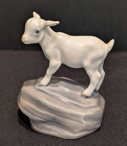 SR - Vintage Royal Copenhagen Mountain Goat Kid on Rock Porcelain Figurine #4760 Denmark