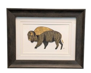 SR - Quilled Paper Artwork - Framed Bison Wall Art