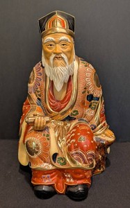 SR - Japanese Porcelain Figure - Hand-Painted Gilt Seated Sage