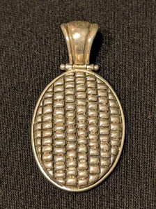SR - Sterling Silver Pendant - Textured Oval Design .925
