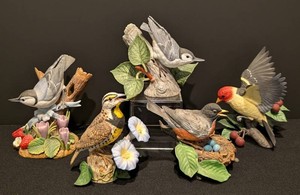 SR - Porcelain Bird Figurines - Lenox American Robin & Woodland Birds (Lot of 5)
