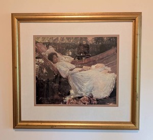 DR - Framed Art Print - Woman Resting in Hammock 29 X 33 in