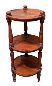 SR - Vintage 1970s Ethan Allen Old Tavern Collection 3-Tier Pine Etagere Plant Stand Table