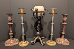 SR - Candle Holder Set - Mixed Metal & Wrought Iron 5-Piece (Lot of 5)