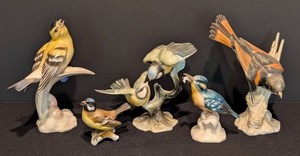 SR - German Porcelain Bird Figurines - Hutschenreuther & Marked Group (Lot of 5)