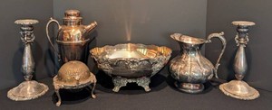Vintage Silver-Tone Tea & Serving Pieces - Ornate 6-Piece Mixed Lot