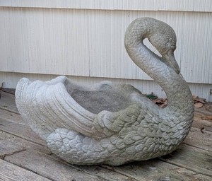 BY - Swan Garden Planter - Weathered Gray Stone-Style