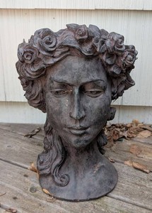 BY - Sculptural Head Planter - Floral Female Bust Garden Decor