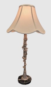 LR - Saxophone Floor Lamp - Marble Base & Fabric Shade