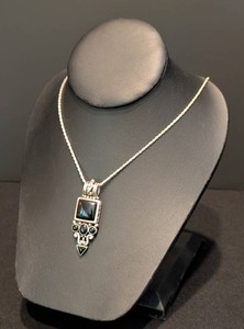 SR - Sterling Silver Pendant Necklace - 925 Black Onyx Gemstones